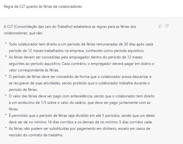 ChatGPT no RH: exemplo de comando para o ChatGPT com resultados que apoiam a área de RH.