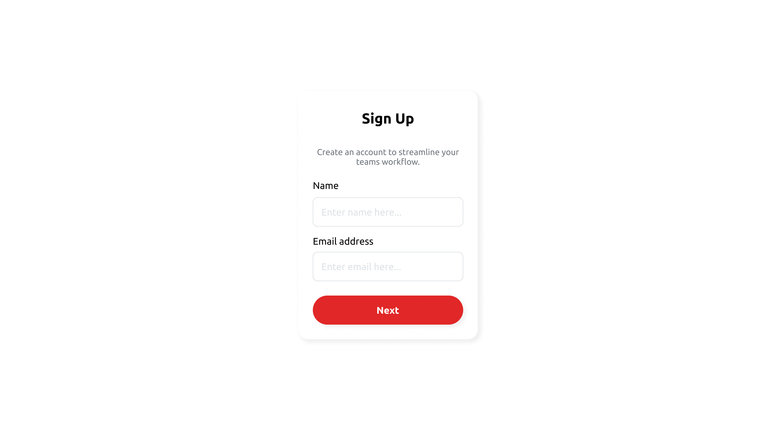 A sign up form as a design component. 