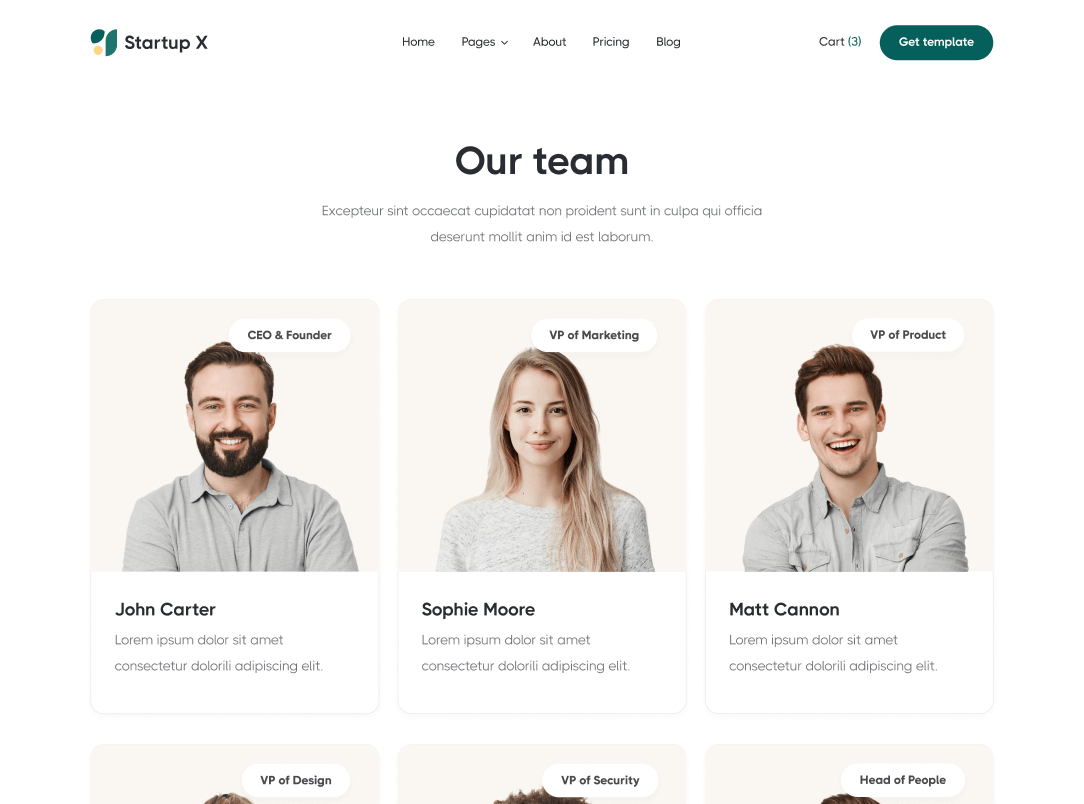 Team - Startup X Webflow Template