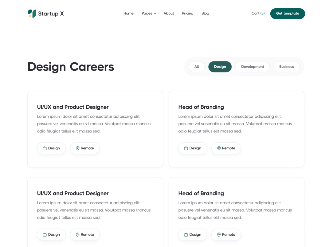 Careers Category - Startup X Webflow Template