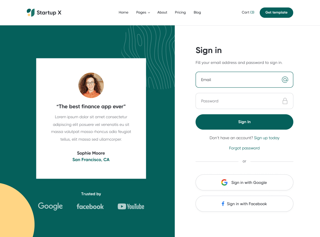 Sign In - Startup X Webflow Template