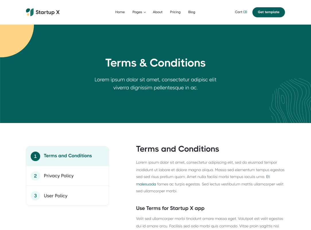 Terms And Conditions - Startup X Webflow Template