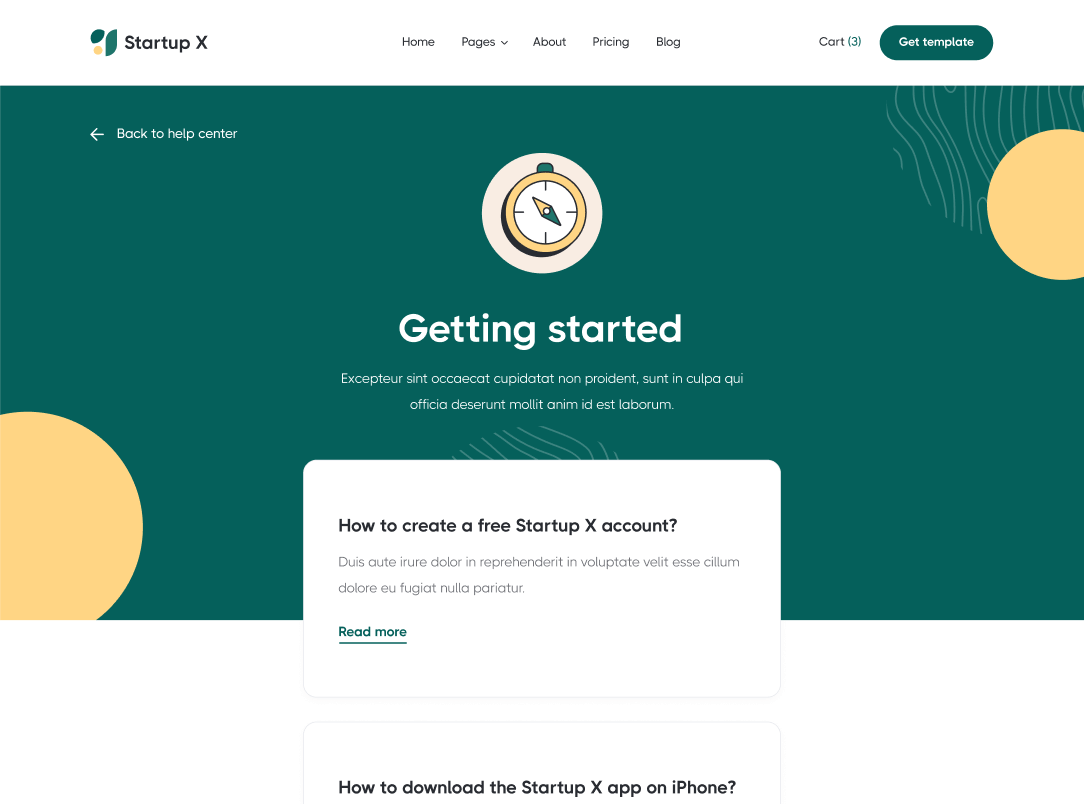 Help Center - Startup X Webflow Template