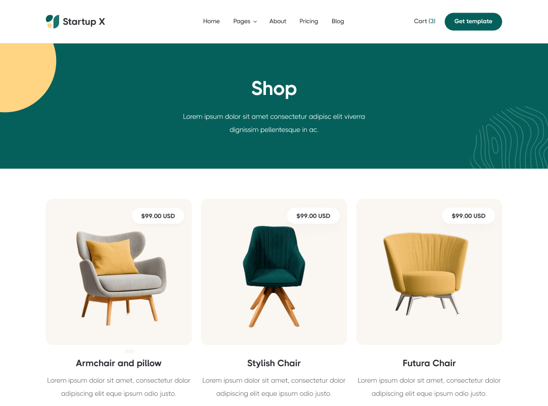 Shop - Startup X Webflow Template