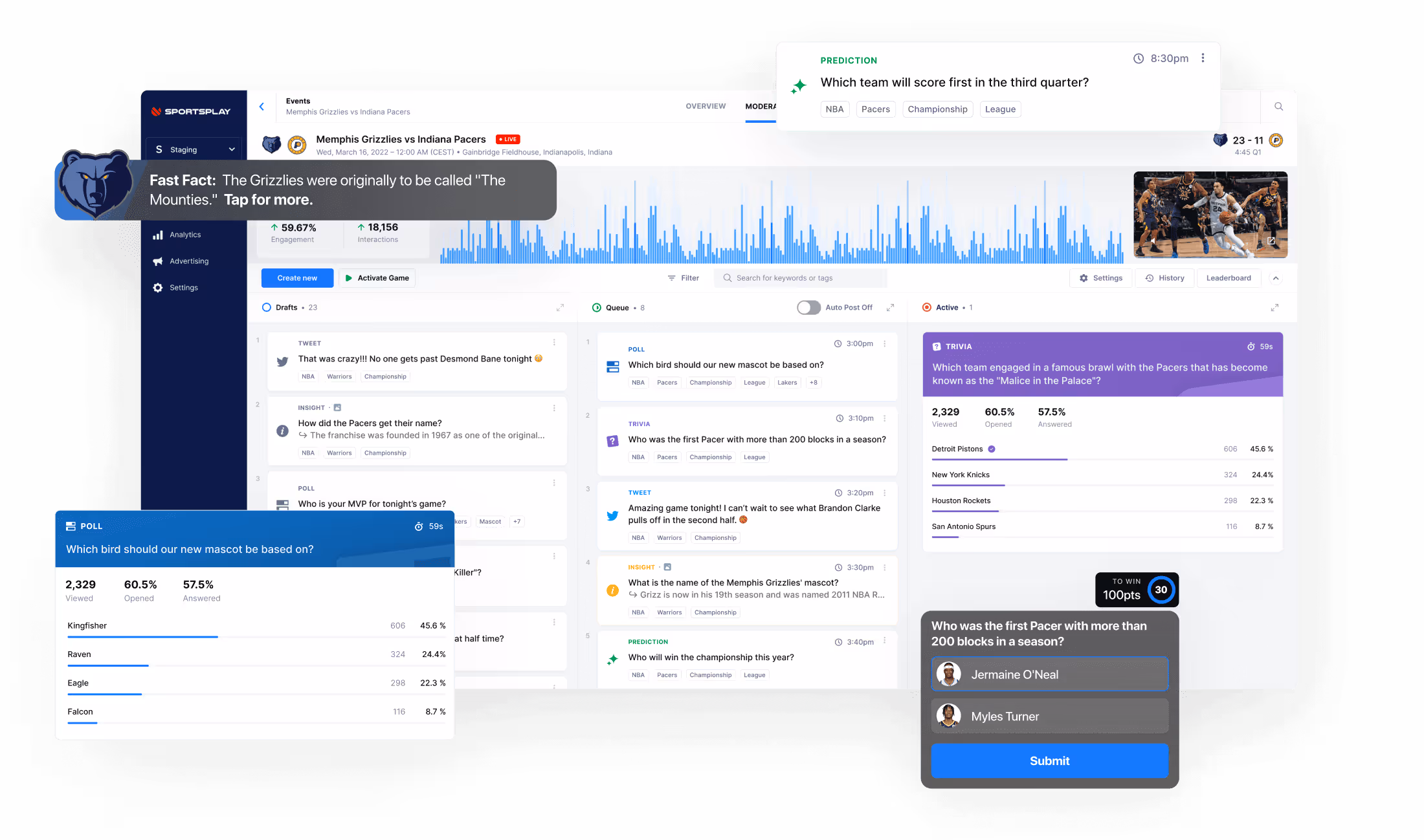 Streamlayer sports dashboard.