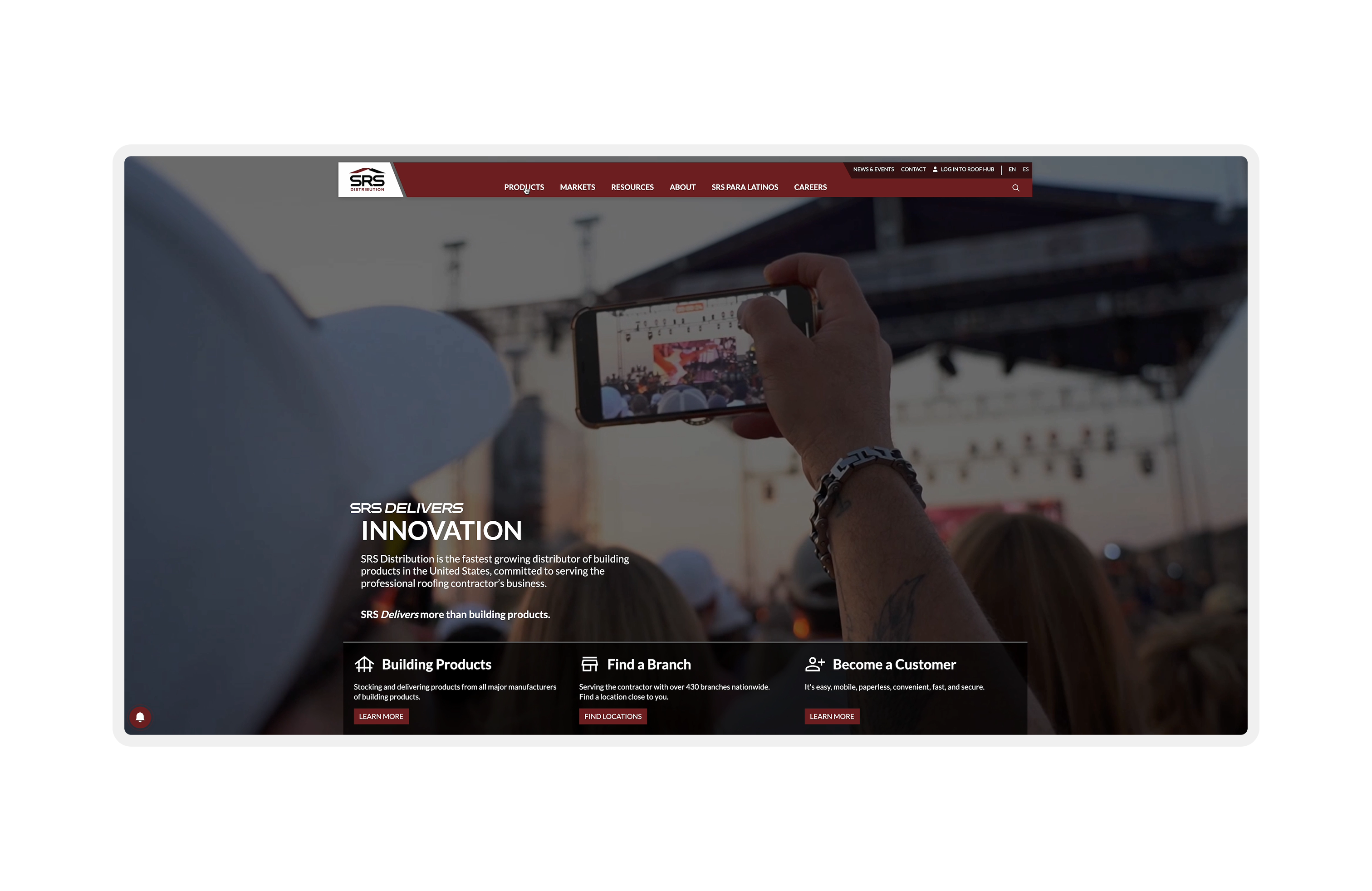 A demonstration of the custom SRS dropdown navigation bar.