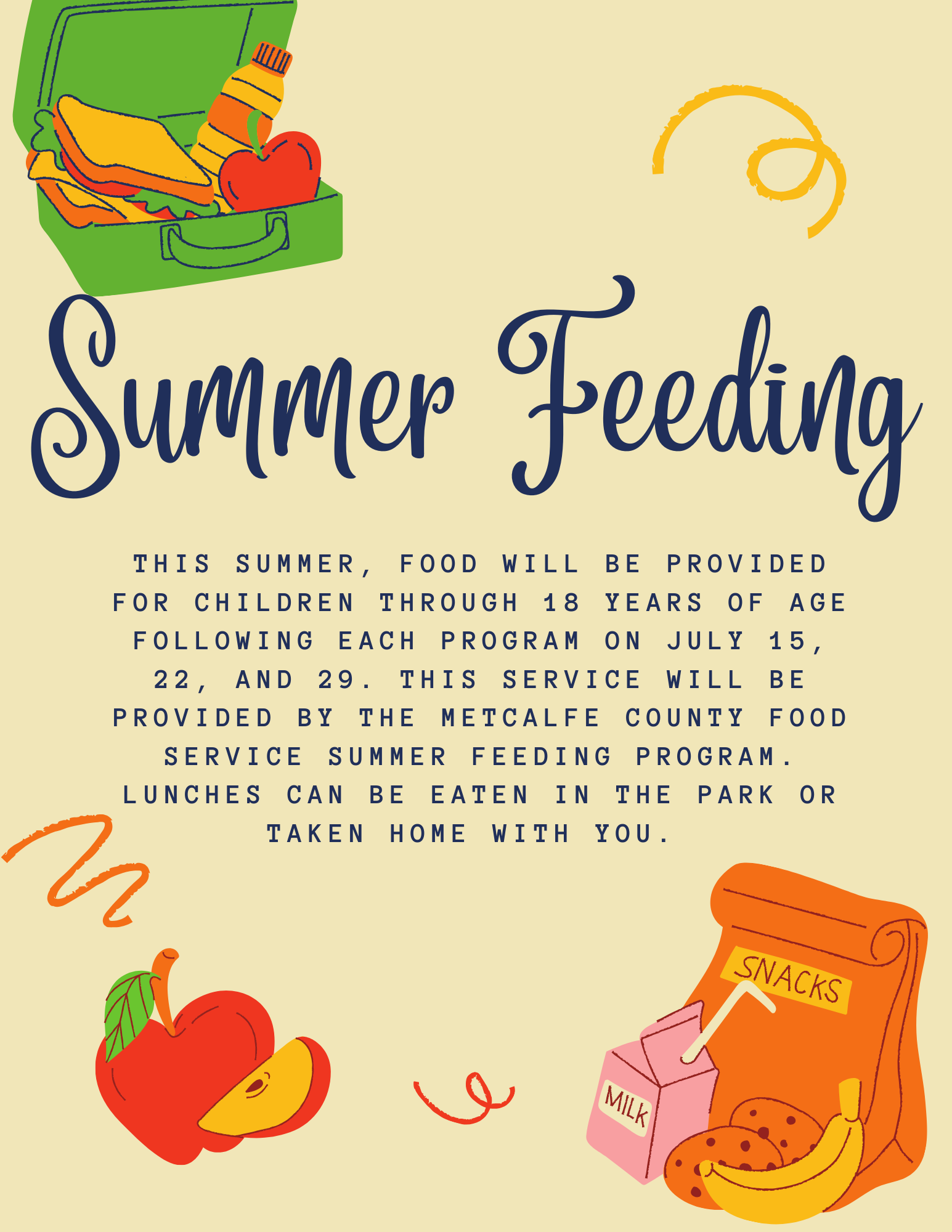 summer feeding after each summer reading event
