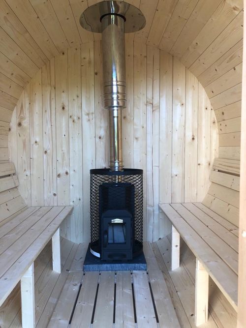 Sauna tonneau avec banc extérieur