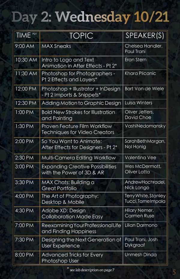 Program Page 5 - Schedule