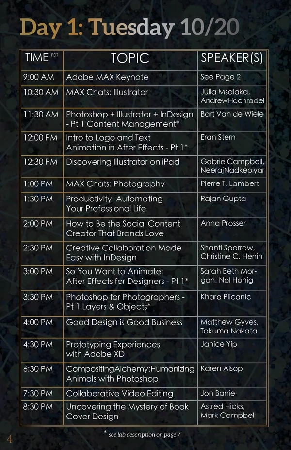 Program Page 4 - Schedule