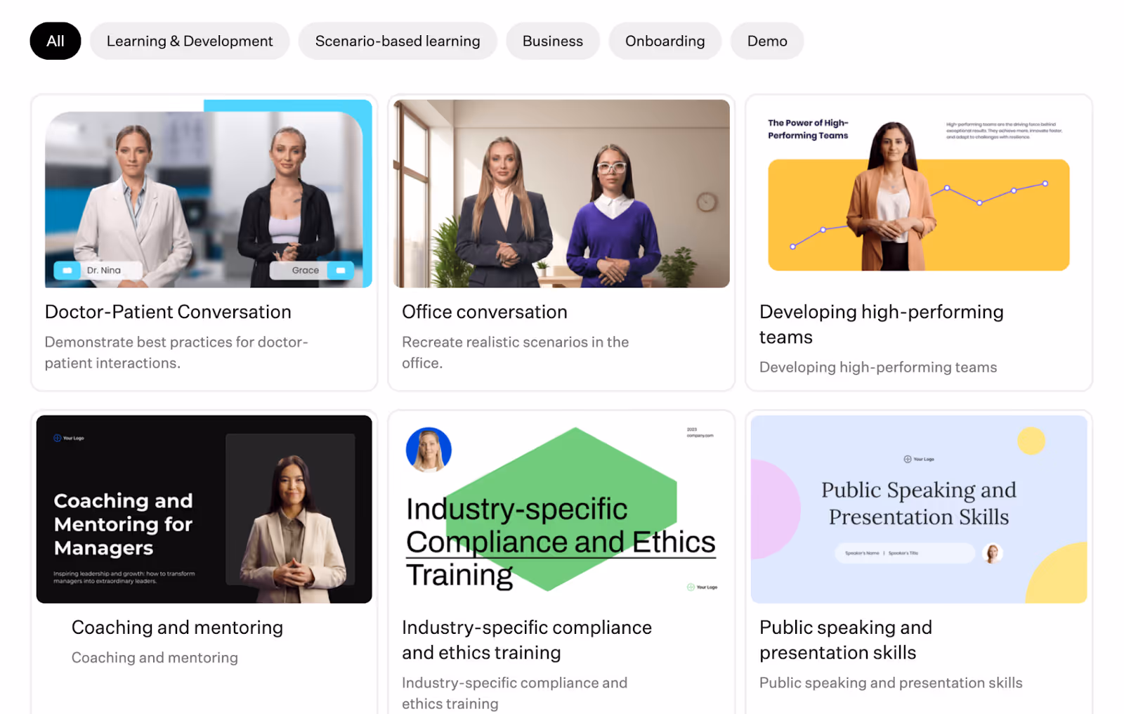 Video templates for corporate training videos