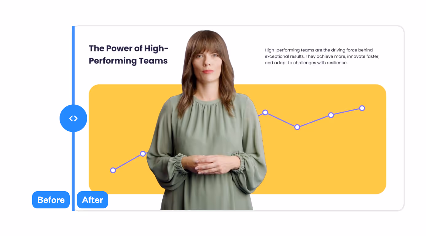 Screenshot of a Colossyan video about the power of high-performing teams
