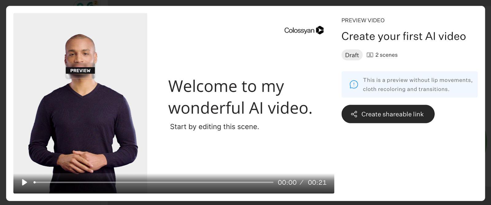 Colossyan's video preview feature