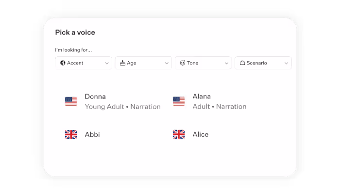 Voice customization feature with English and UK accent options