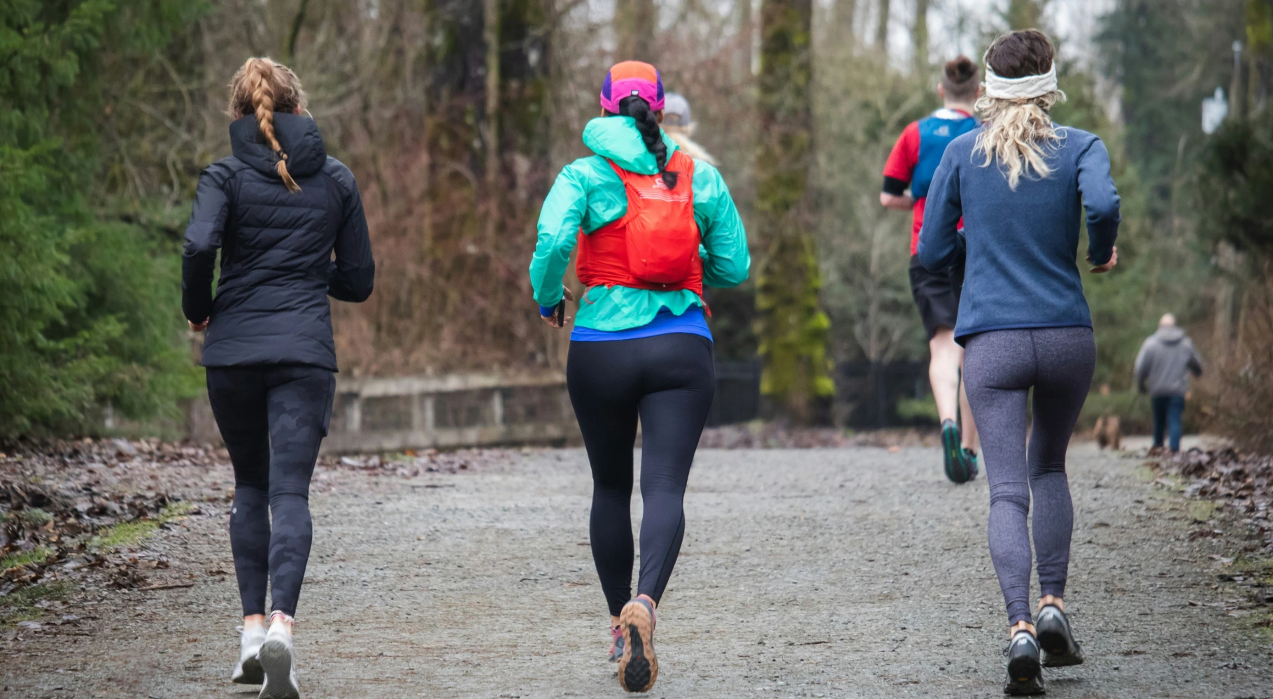 Women running together. 