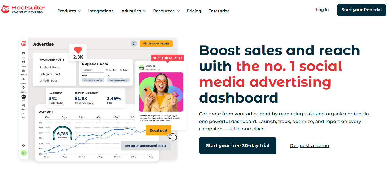 Hootsuite Ads schedules and tracks social campaigns