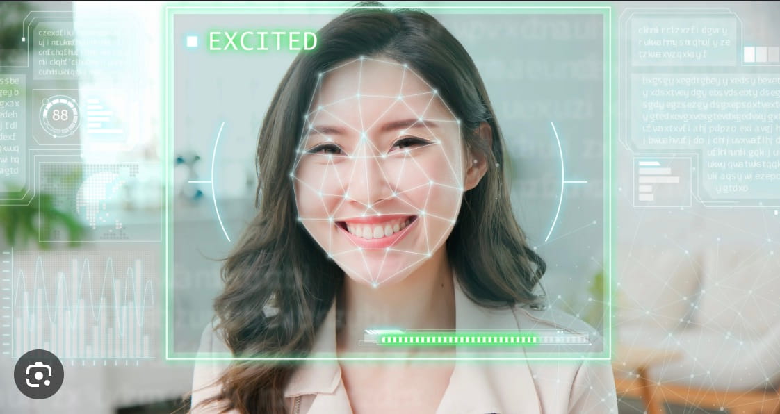 The image shows an illustration of facial coding, a frequently used neuromarketing method (not scientifically validated).