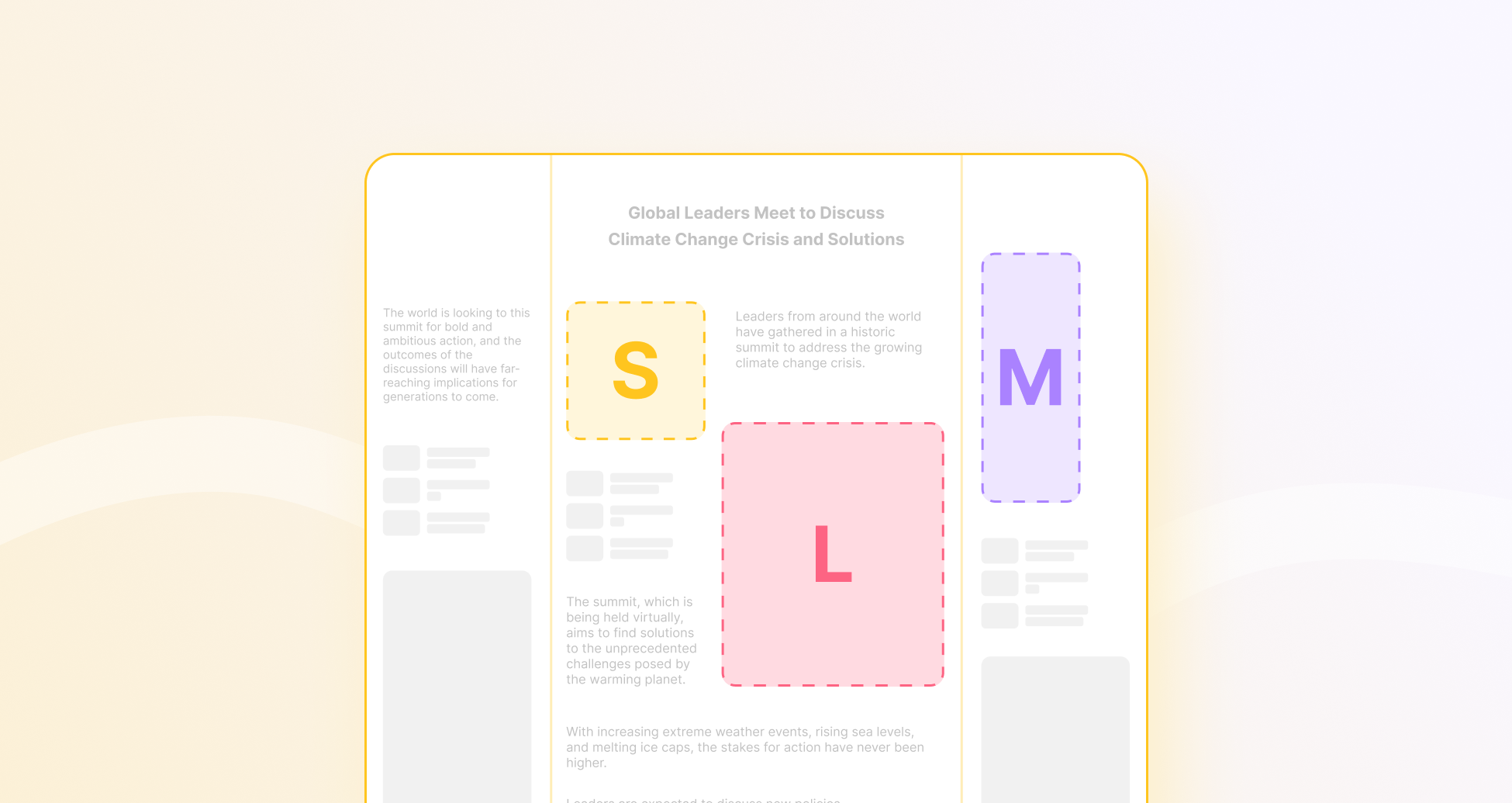 A website mockup showcasing how different ads are positioned in context of a website.