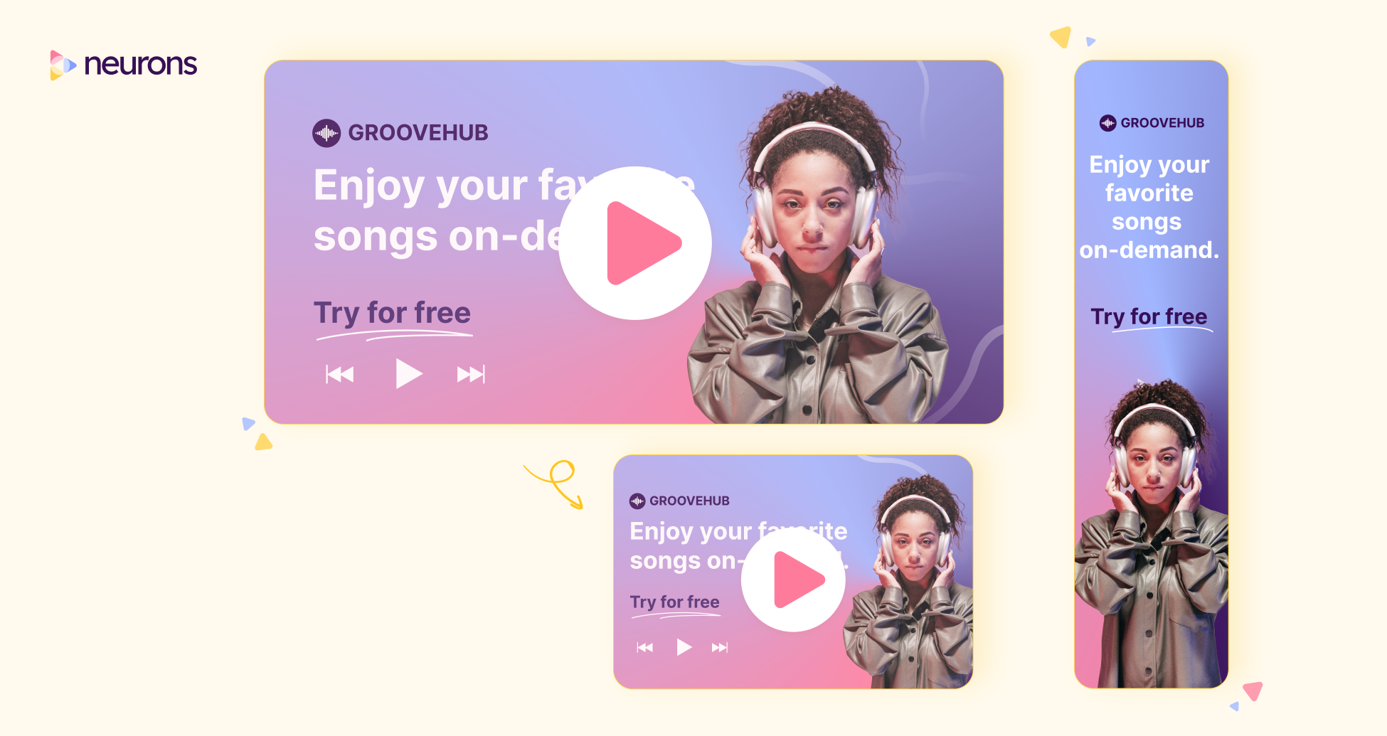 The image shows different ad formats as they appear on Google Display to illustrate how different ads can become depending on the platform they are shown.