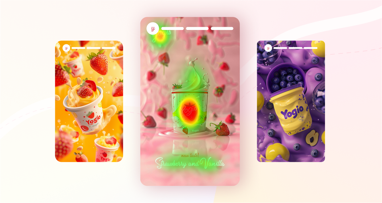 The image shows three ads compared to each other during multivariate testing with multiple changing elements, looking to find the best combination of elements.