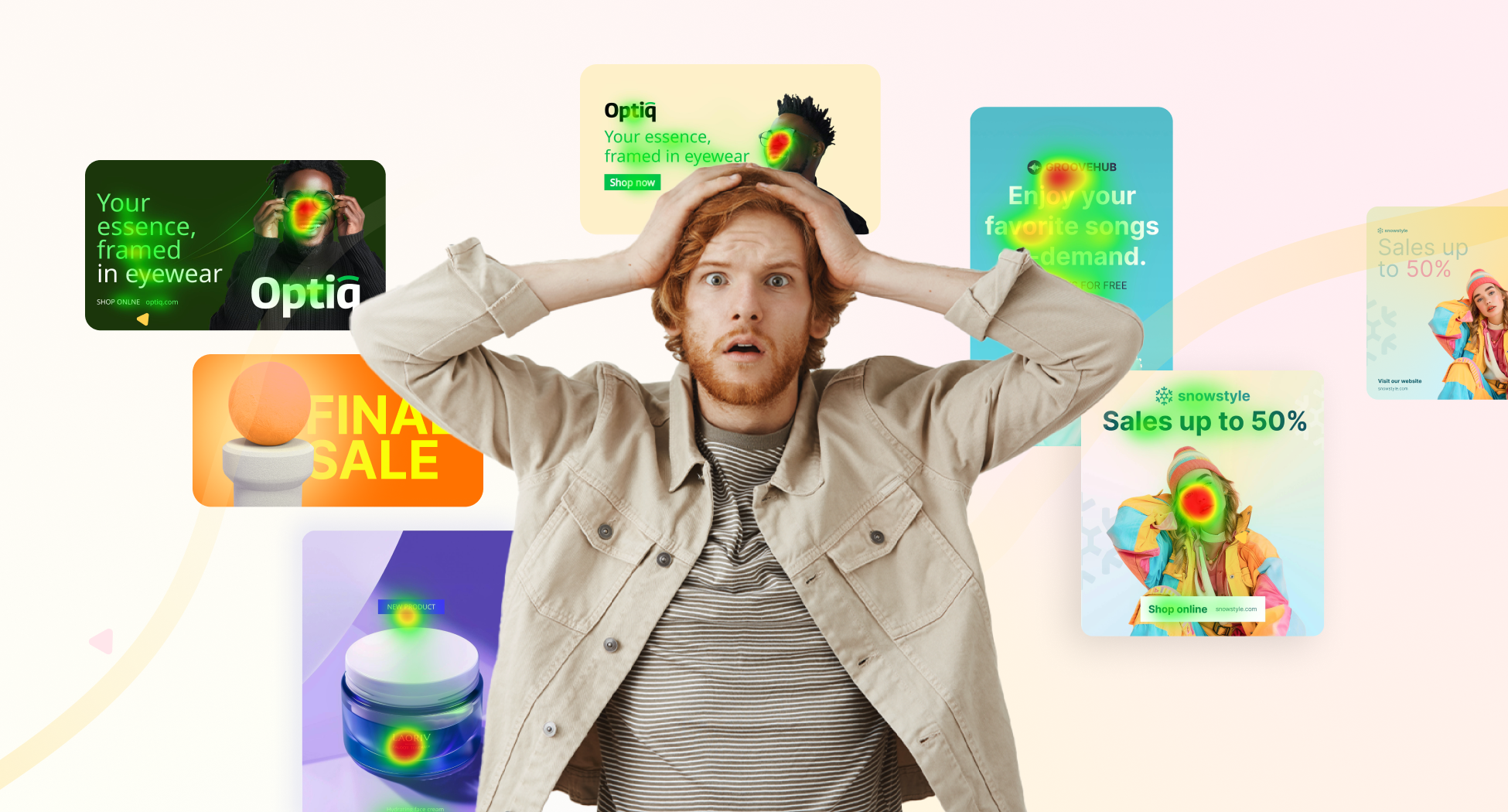 A person shows confusion as incrementality ad testing is being done in the backgroung, highlighting how confusing it can be to run ad tests in the real world. 