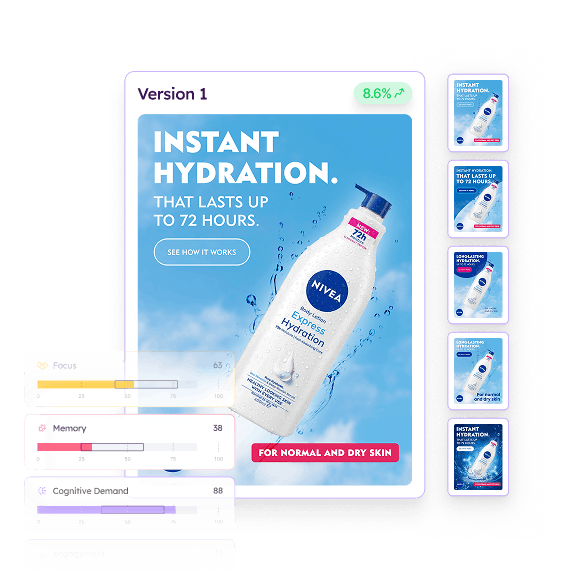 NIVEA lotion bottle with text Instant Hydration lasting up to 72 hours for normal and dry skin on blue background.