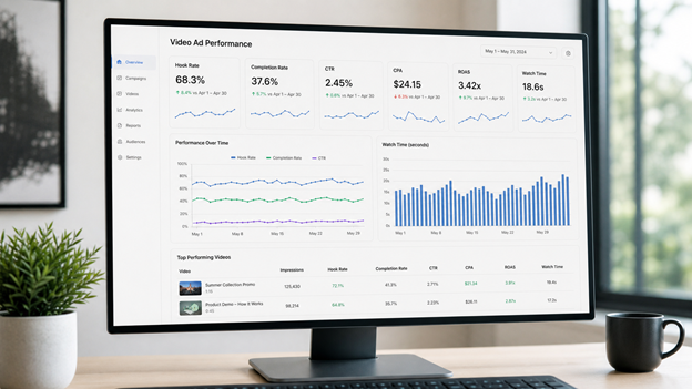 Video ad metrics show attention, completion, engagement, and performance