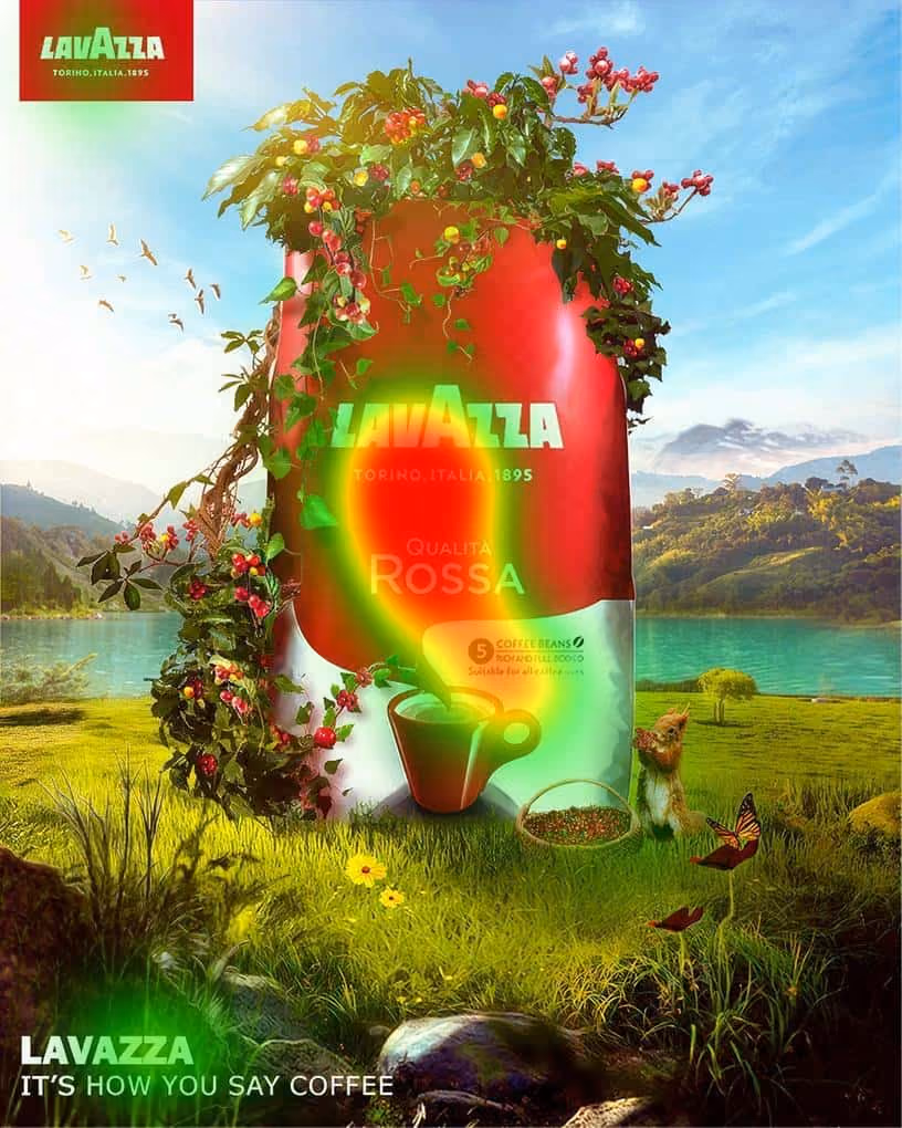 Lavazza ad with Neurons attention heatmap