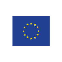 Flag of the European Union with a circle of twelve yellow stars on a blue background.