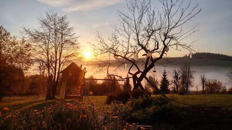 zachod slonca w Stara izba na Orawie 