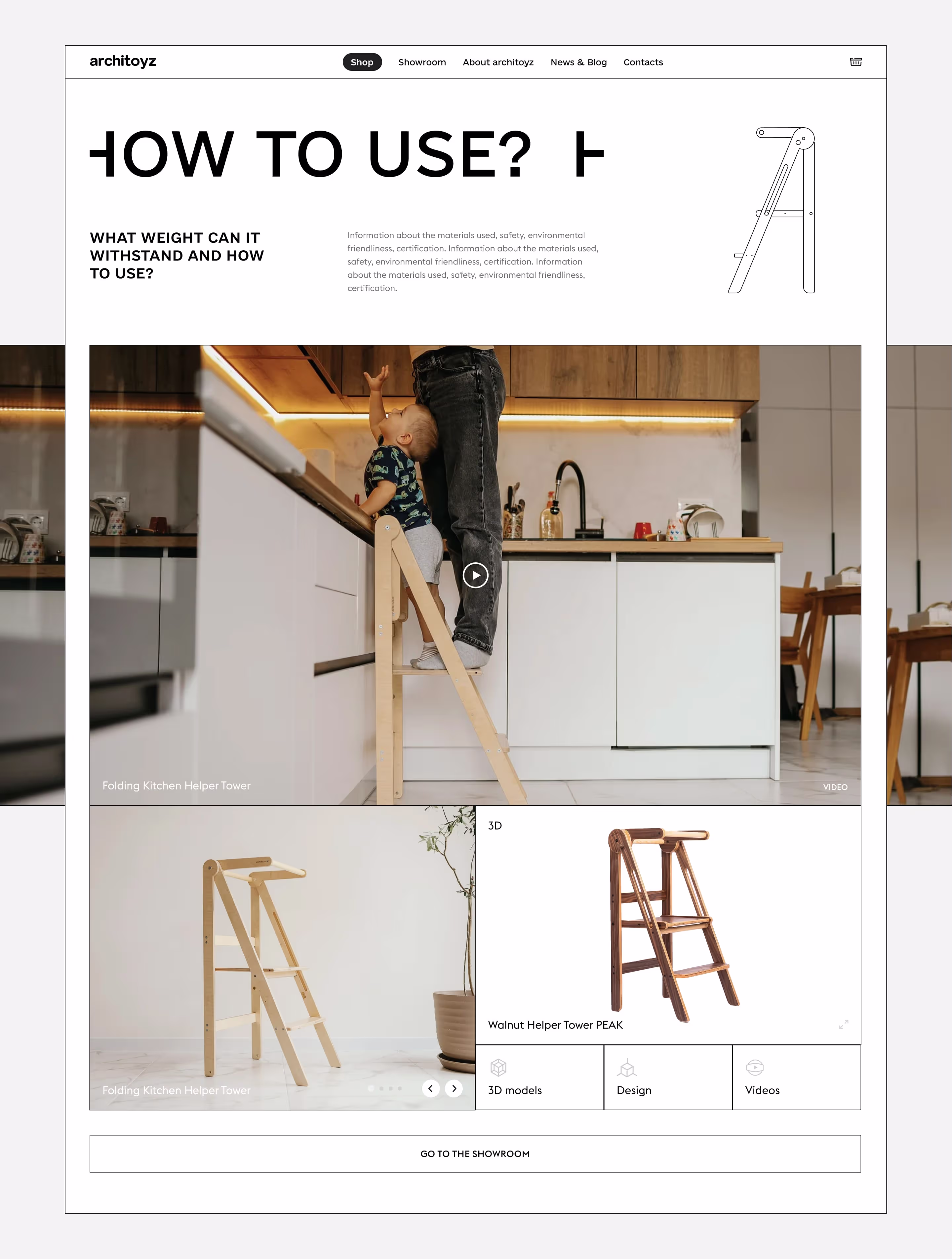 Architoyz How to use page: kitchen helper tower video, photos and a 3D model