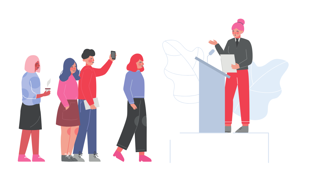 illustration of speaker at a podium