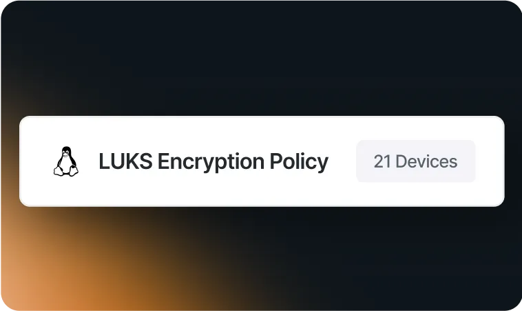 LUKS encryption policy example showing device compliance in mdm for linux