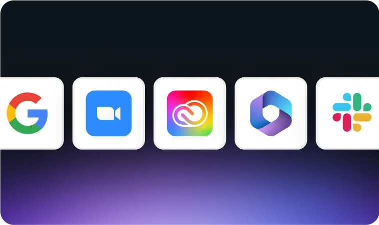 Apple MDM server integrated with Apple Business Manager by Swif.ai to manage enterprise apps like Google, Zoom, Adobe, Microsoft, Slack, and more.