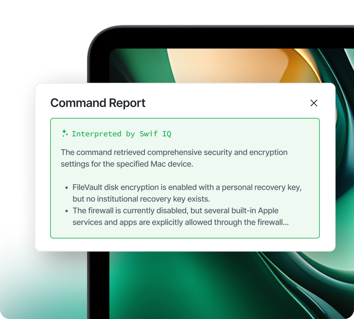 Apple MDM software by Swif.ai detecting unauthorized SaaS and AI tools for shadow IT visibility and device security.