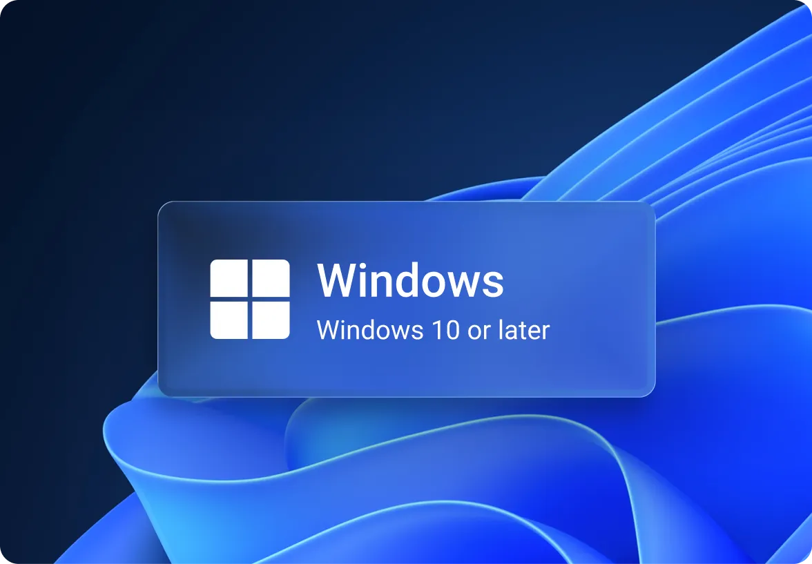 Windows compatibility banner showing support for Windows 10 and newer versions