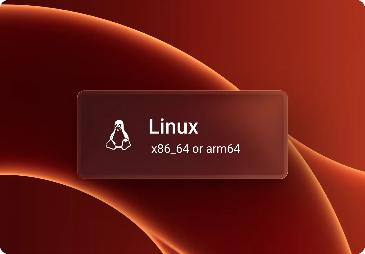 Linux compatibility banner displaying Tux logo with x86_64 and arm64 architecture support