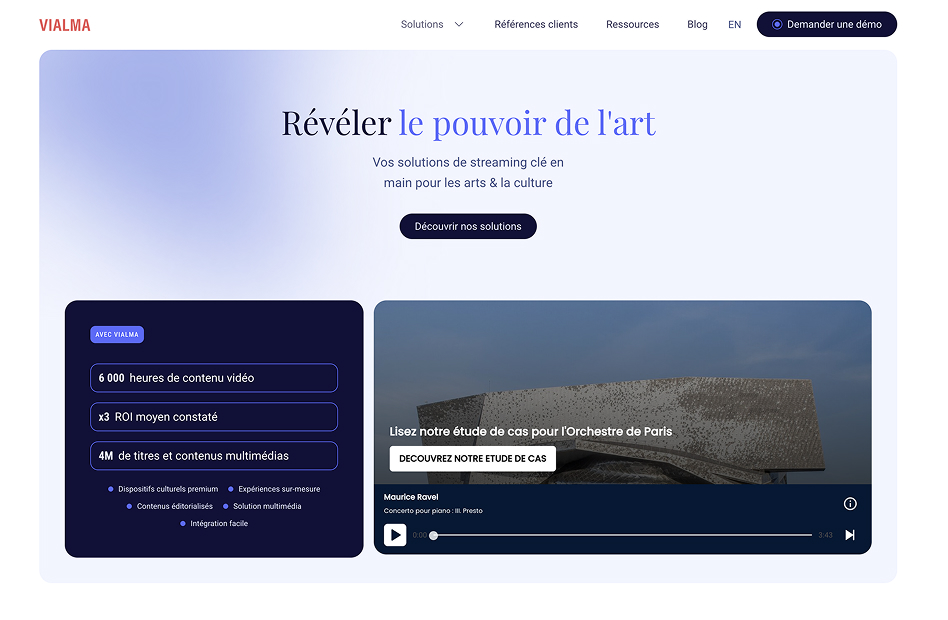 Nouvelle page d'accueil du site B2B Vialma