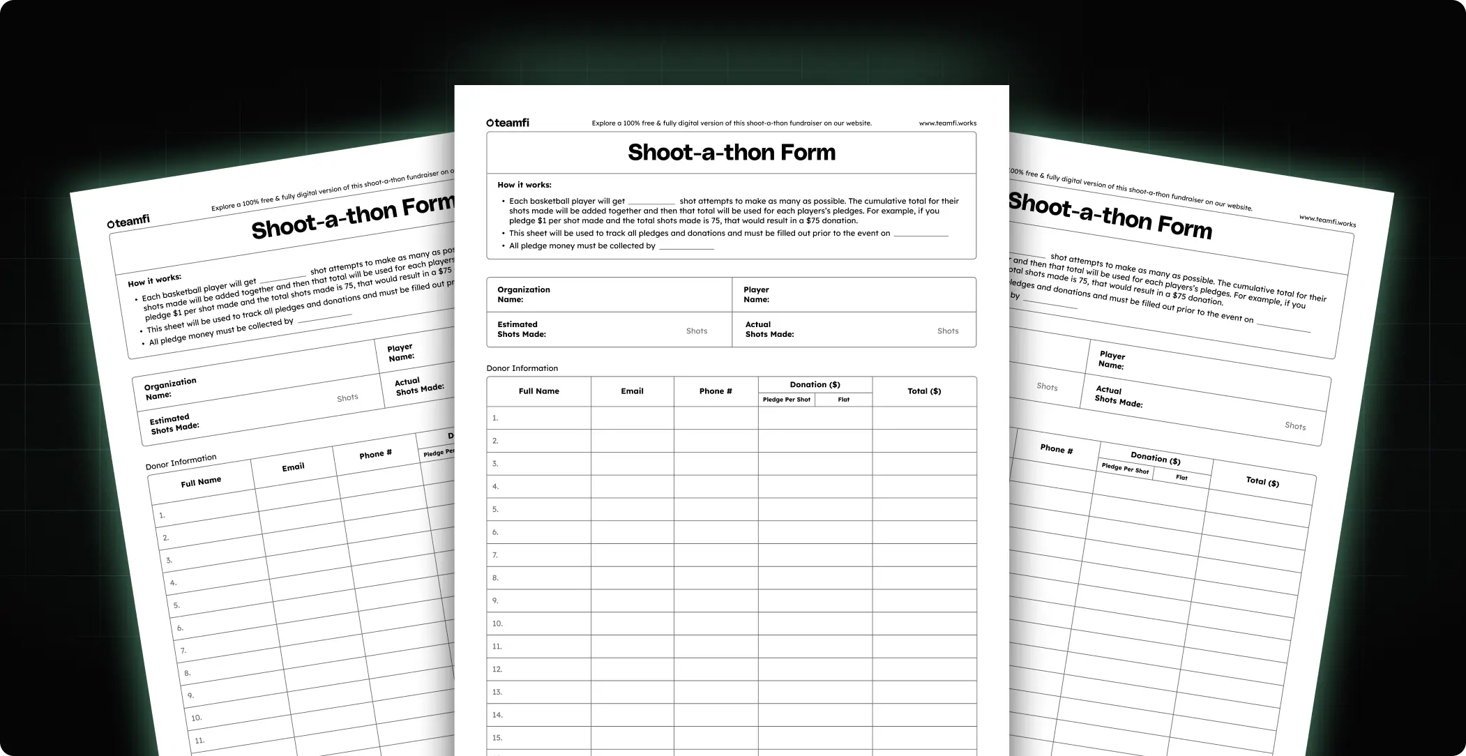 Teamfi shootathon basketball fundraiser mockup