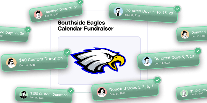 Collect donations on days and also custom amounts with a Teamfi Calendar fundraiser.
