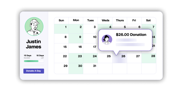 Each participants receives their own digital calendar with Teamfi Calendar fundraisers. 