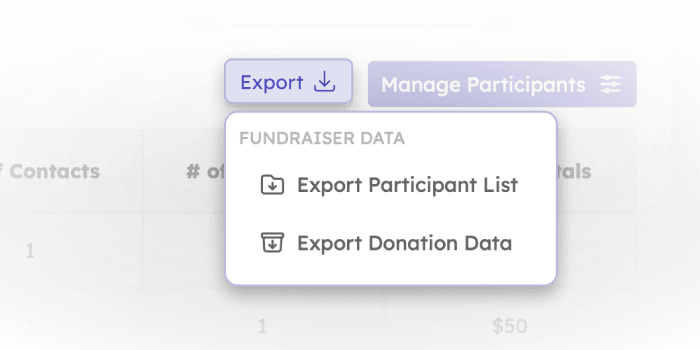 Stay organized during your Teamfi fundraiser with downloadable CSV exports.