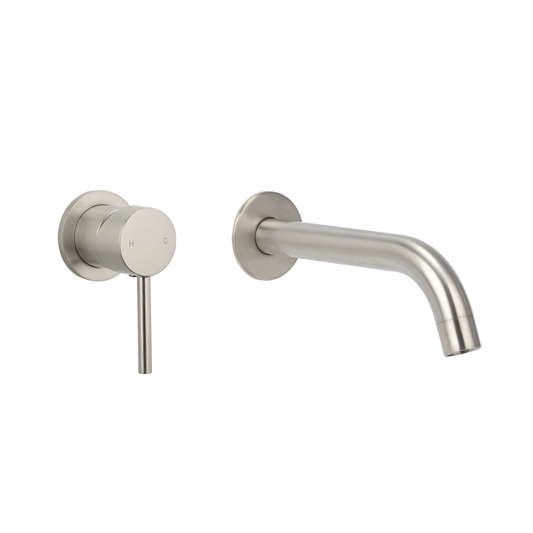 Elysian Minimal Wall Mixer & Spout Set - Brushed Nickel