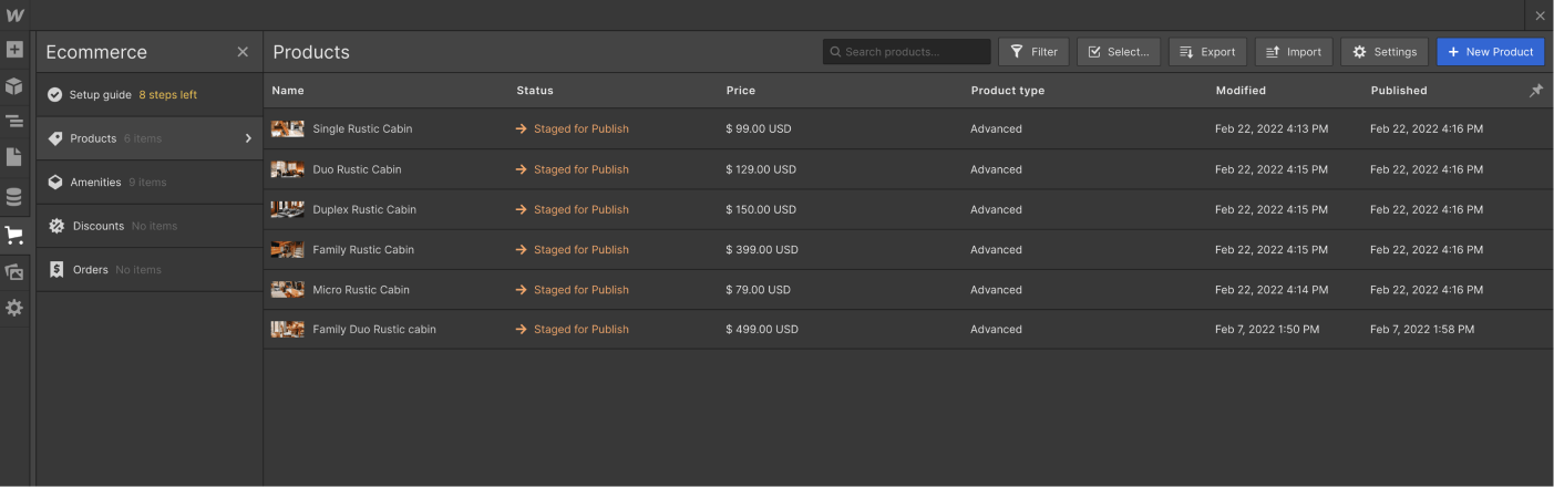 eCommerce Collection - Rental X Webflow Template