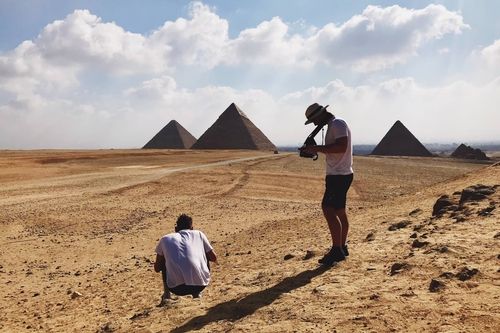 Filming the pyramids Egypt