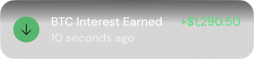 Push notification showing yield earned on deposit