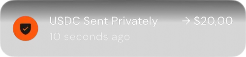 Push notification confirming private transaction