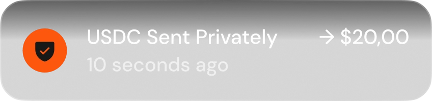 Push notification confirming private transaction