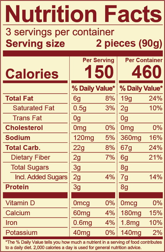 Cinnamon Maple Waffle/Pancake Mix Nutrition Facts Panel