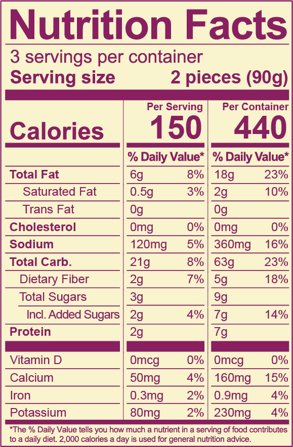 Raspberry Swirl Nutrition Facts Panel